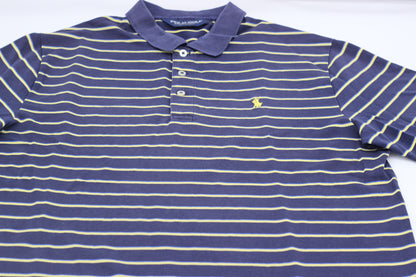 Polo Ralph Lauren Navy/Yellow Striped Polo-Shirt (M) - Generation Mulligan