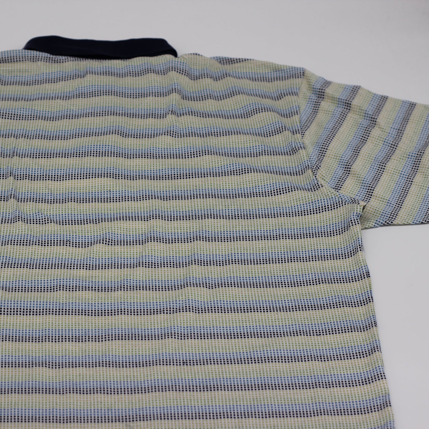 Nike White/Blue/Green Striped Polo-Shirt (L)