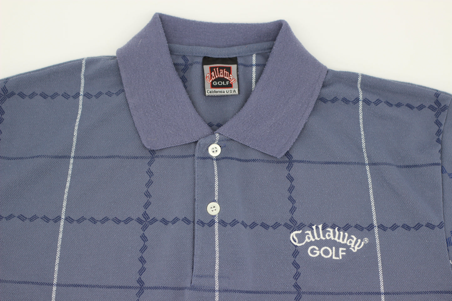 Callaway Blue Chequered Polo-Shirt (S)