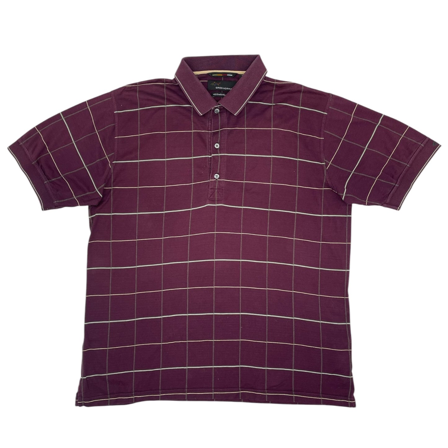 Greg Norman Maroon Chequered Polo-Shirt (M)