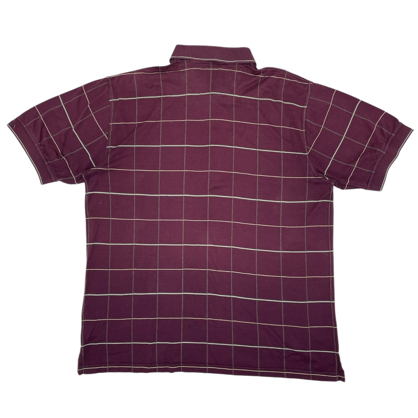 Greg Norman Maroon Chequered Polo-Shirt (M)