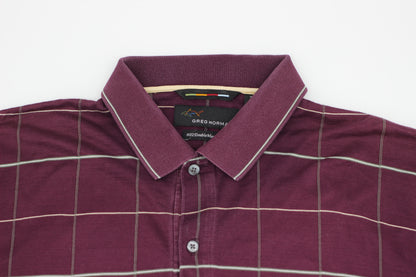 Greg Norman Maroon Chequered Polo-Shirt (M)