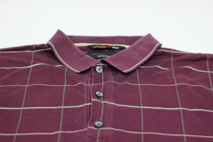 Greg Norman Maroon Chequered Polo-Shirt (M)