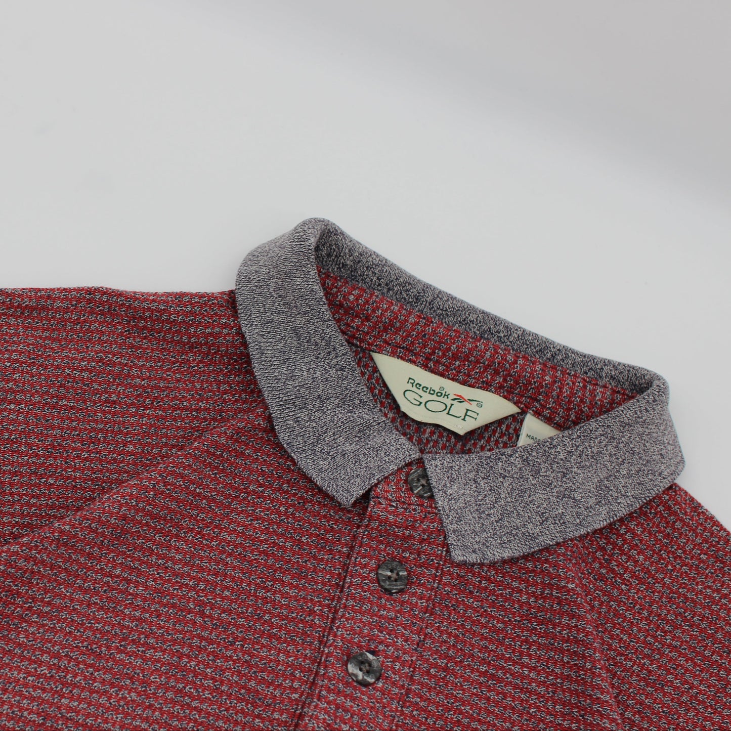 Reebok Red/Grey Long Sleeve Polo-Shirt (M)