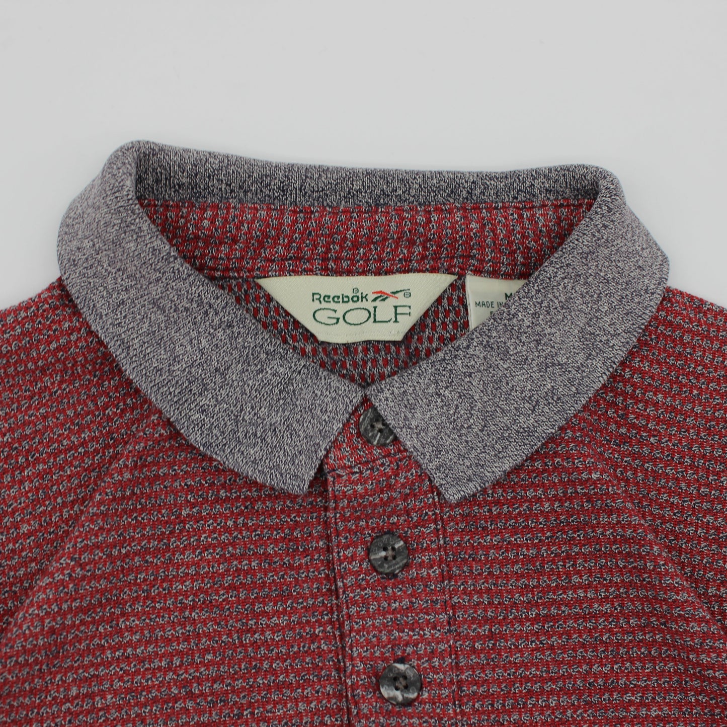 Reebok Red/Grey Long Sleeve Polo-Shirt (M)