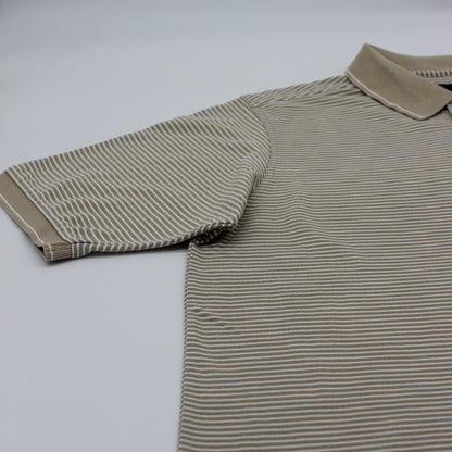 Nike Beige/White Striped Polo-Shirt (M)