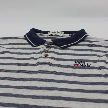 TaylorMade Light Grey/Navy Striped Polo-Shirt (L)