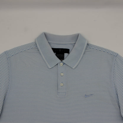 Nike Golf Light Blue/White Striped Polo-Shirt (M)