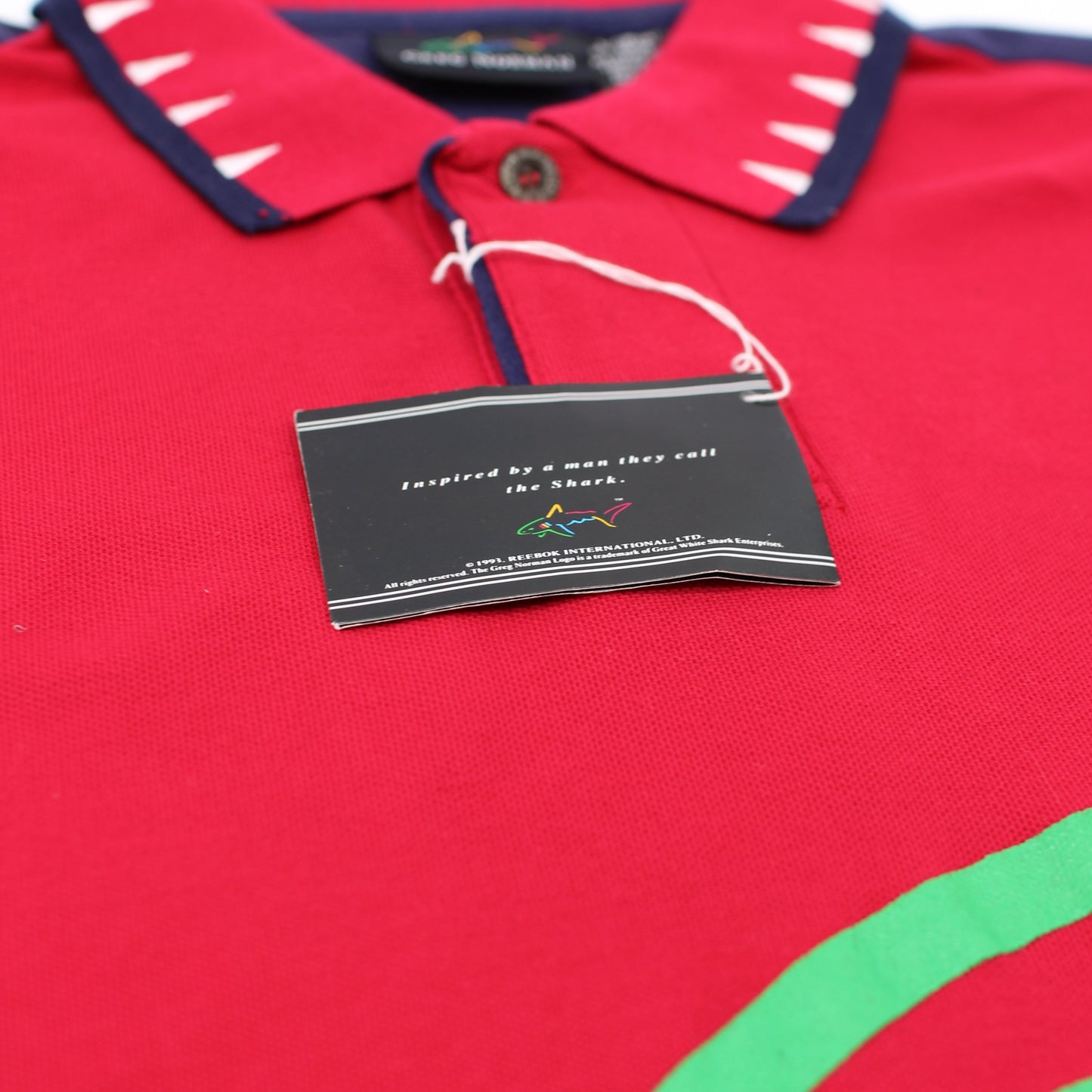 Greg Norman Red Shark Graphic Polo-Shirt with Tags (L)
