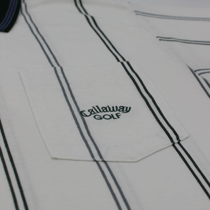 Callaway White/Green Striped Polo-Shirt (M)