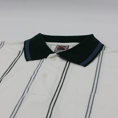 Callaway White/Green Striped Polo-Shirt (M)