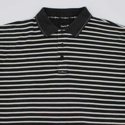 TaylorMade Black/White Striped Polo-Shirt (L)
