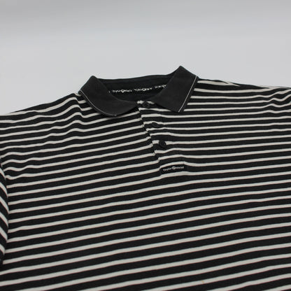 TaylorMade Black/White Striped Polo-Shirt (L)