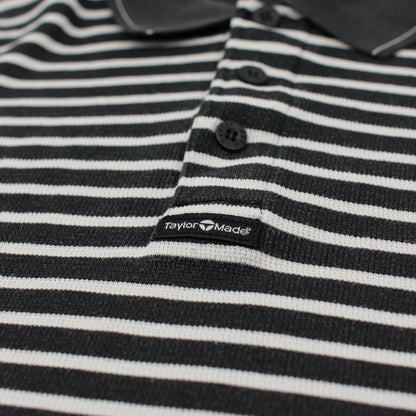 TaylorMade Black/White Striped Polo-Shirt (L)