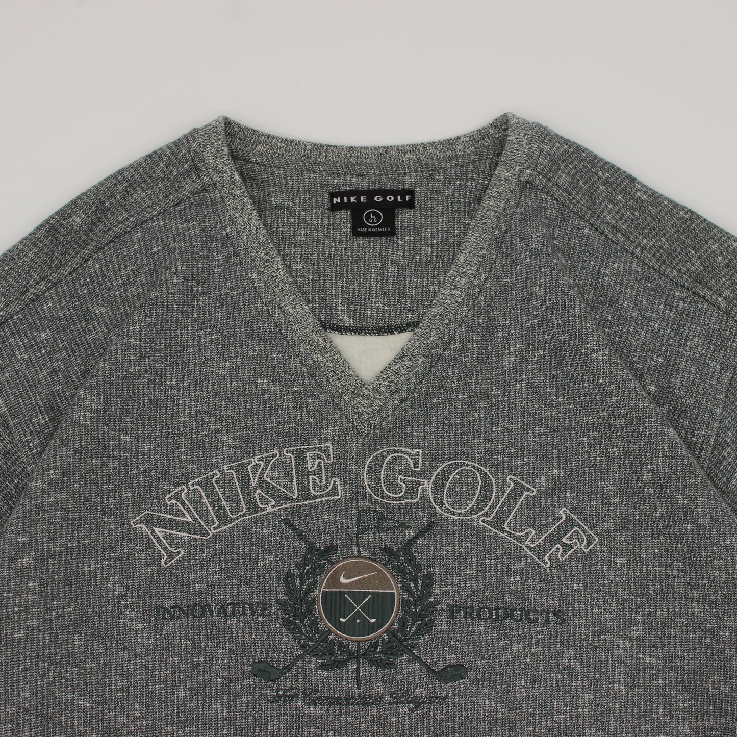 Nike Grey/Green V-Neck Graphic Jumper (L)