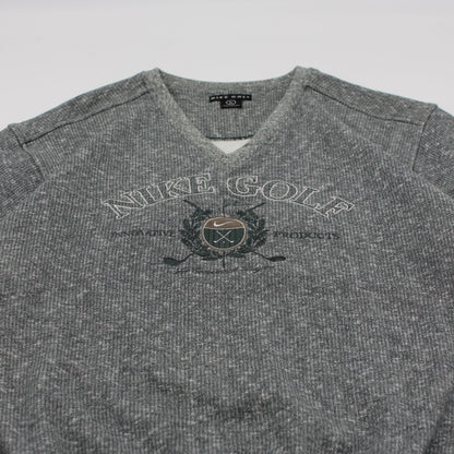 Nike Grey/Green V-Neck Graphic Jumper (L)