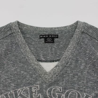 Nike Grey/Green V-Neck Graphic Jumper (L)