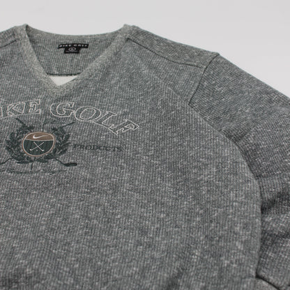 Nike Grey/Green V-Neck Graphic Jumper (L)