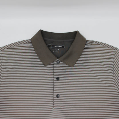 Greg Norman Black/White Striped Polo-Shirt (XL)