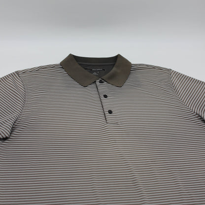 Greg Norman Black/White Striped Polo-Shirt (XL)
