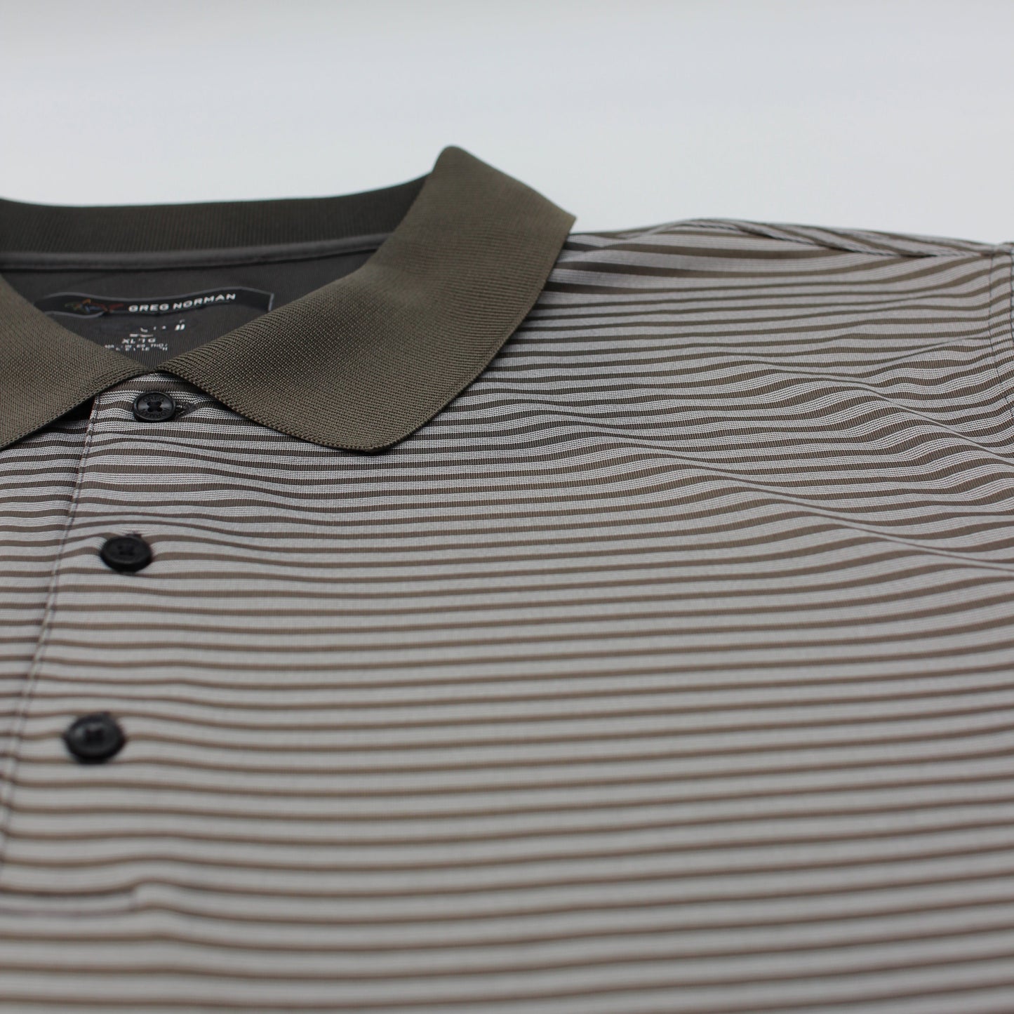 Greg Norman Black/White Striped Polo-Shirt (XL)