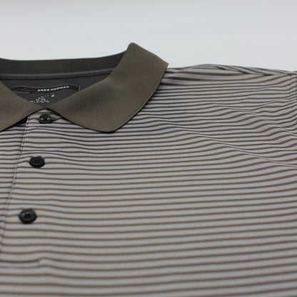 Greg Norman Black/White Striped Polo-Shirt (XL)