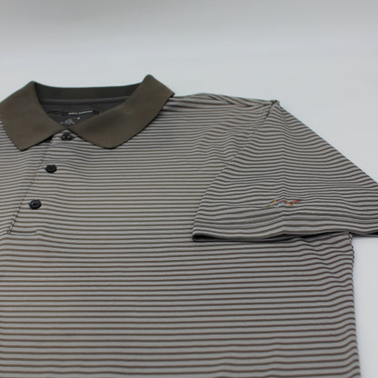Greg Norman Black/White Striped Polo-Shirt (XL)