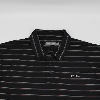 Ping Black/White Striped Polo-Shirt (XL)