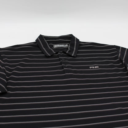 Ping Black/White Striped Polo-Shirt (XL)