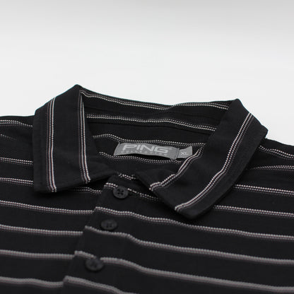Ping Black/White Striped Polo-Shirt (XL)