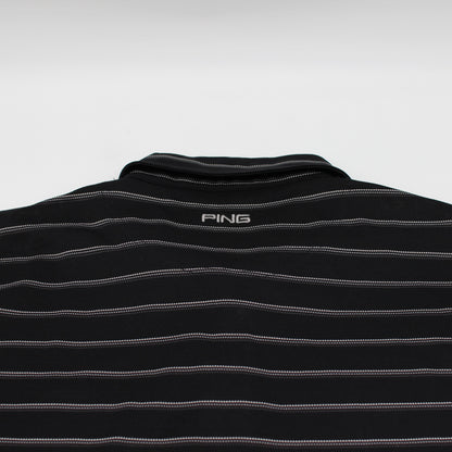 Ping Black/White Striped Polo-Shirt (XL)
