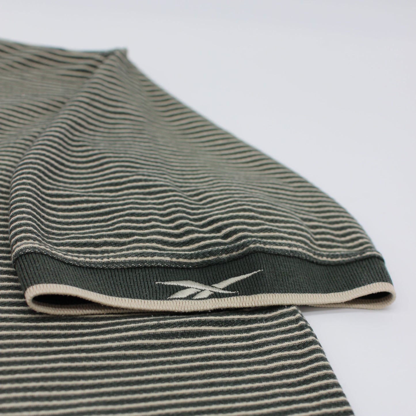 Reebok Green/White Striped Polo-Shirt (XL)