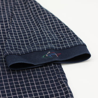 Greg Norman Navy/White Chequered Polo-Shirt (M)