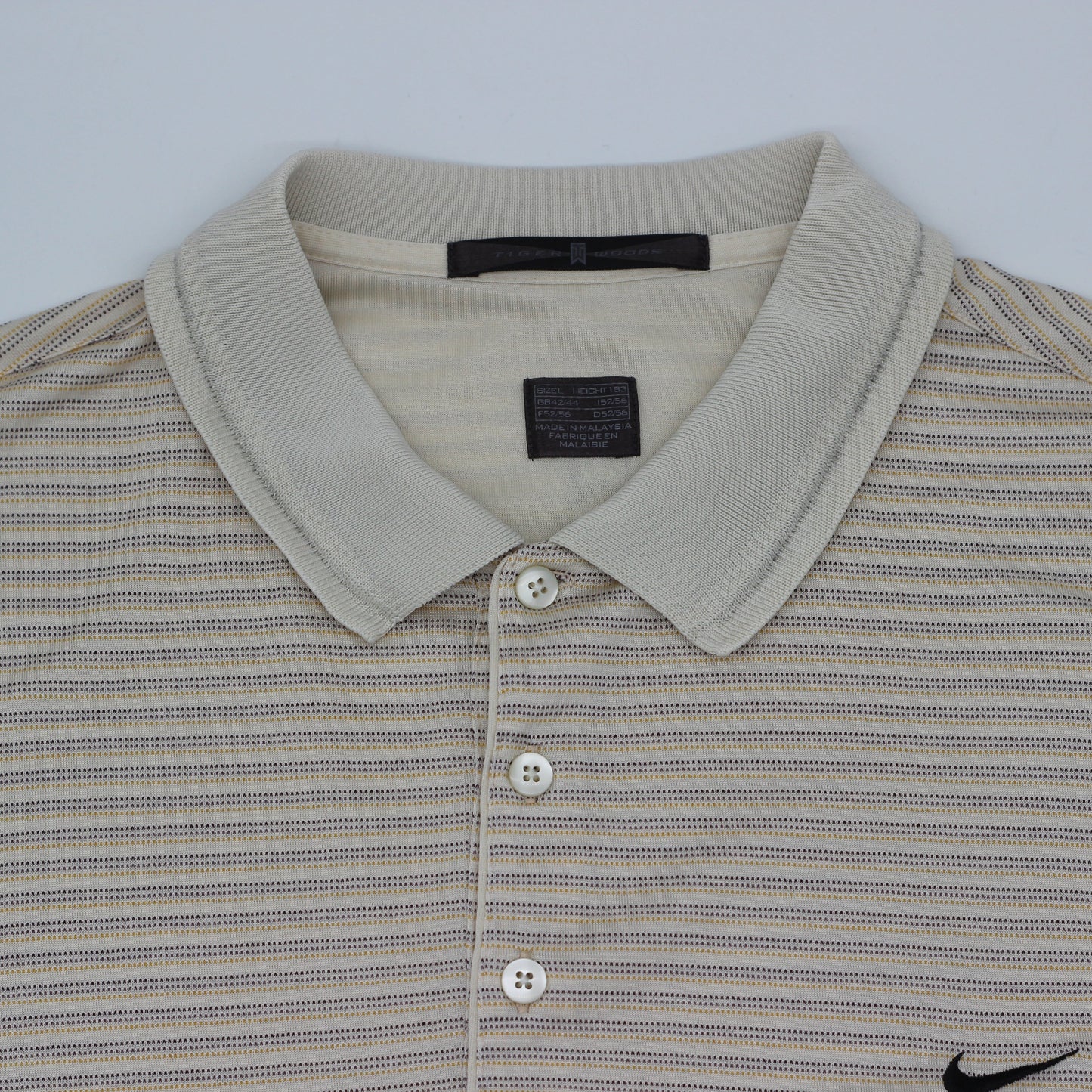 Nike Tiger Woods White/Yellow Striped Polo-Shirt (L)