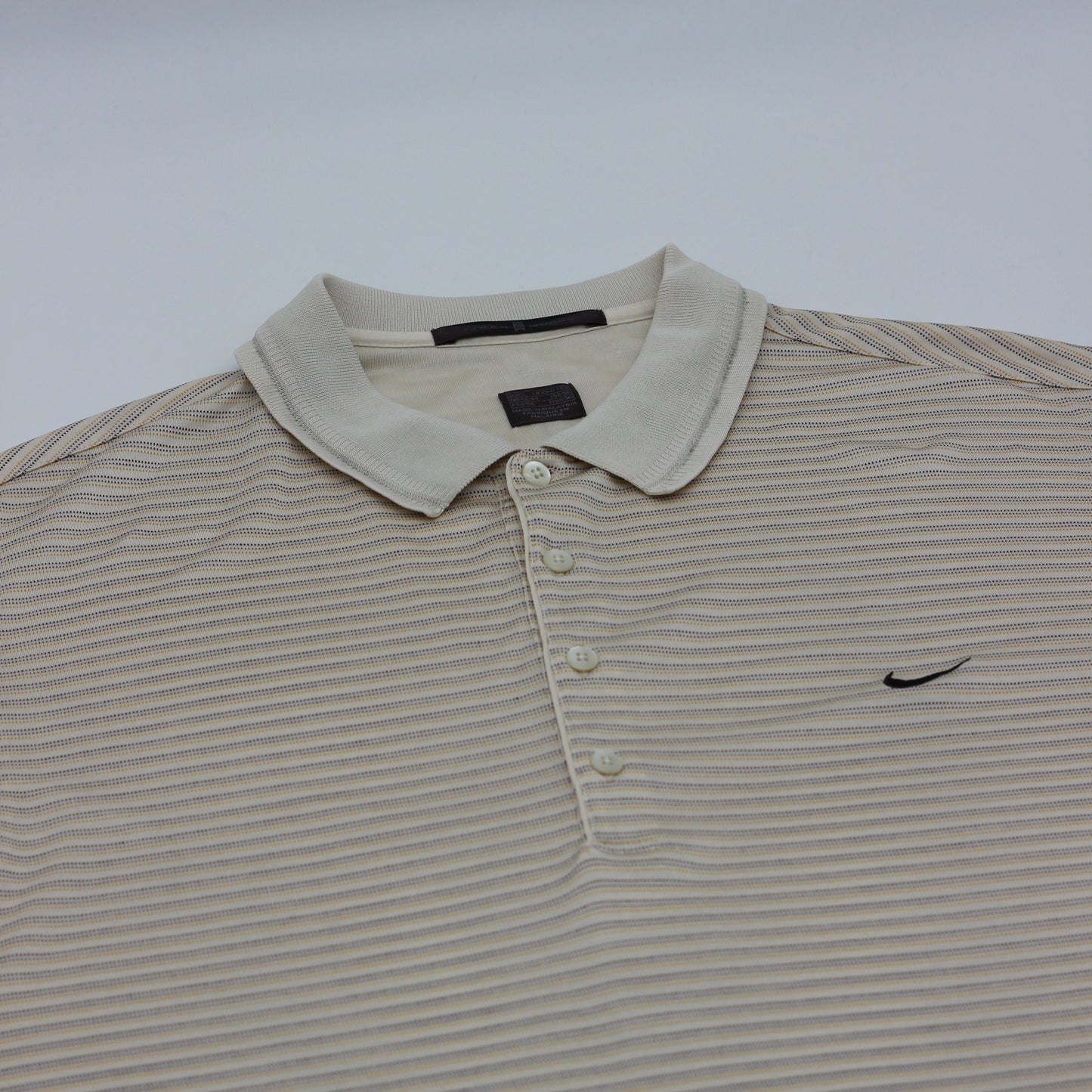 Nike Tiger Woods White/Yellow Striped Polo-Shirt (L)