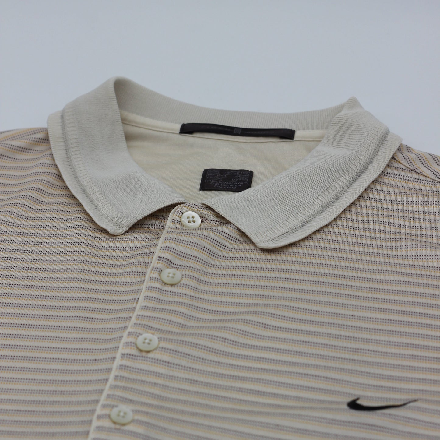 Nike Tiger Woods White/Yellow Striped Polo-Shirt (L)