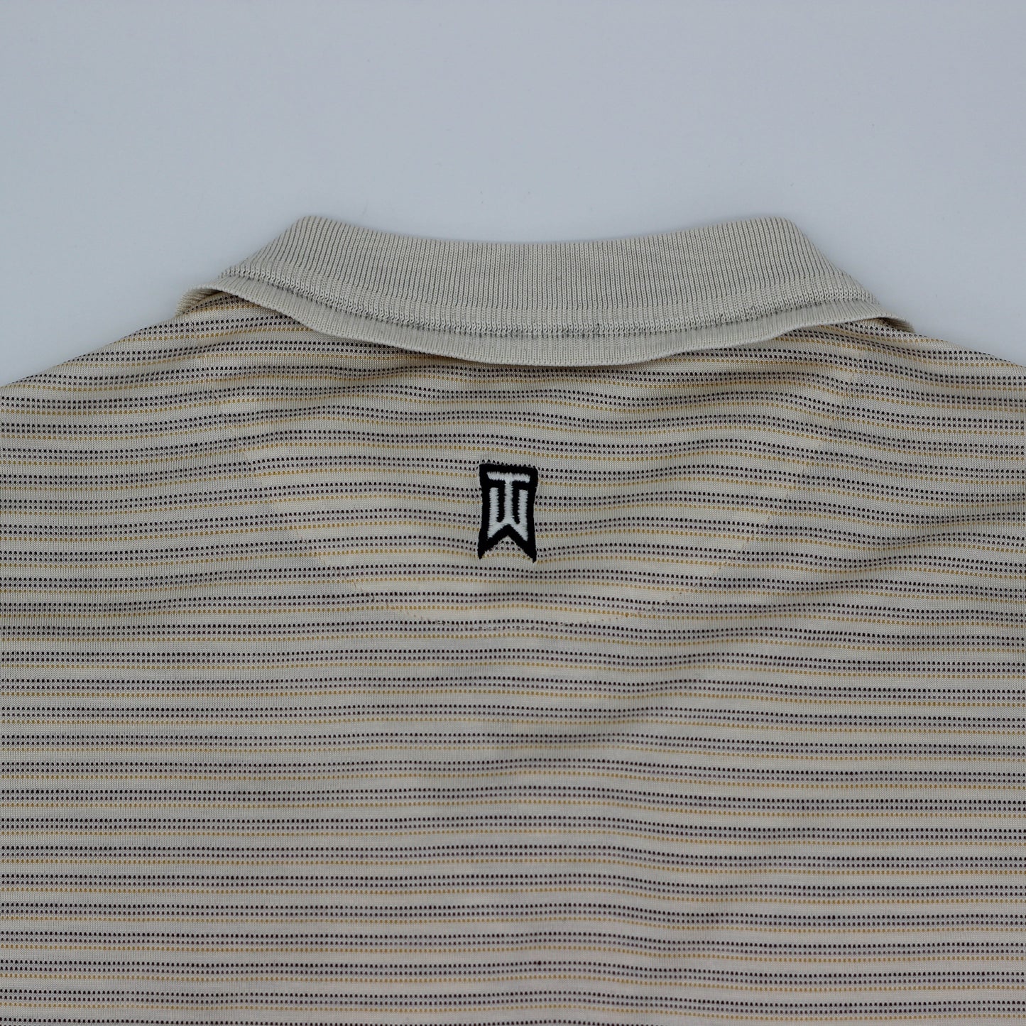 Nike Tiger Woods White/Yellow Striped Polo-Shirt (L)