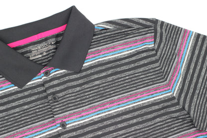 Nike Black/Pink/Blue Stiped Polo-Shirt (M) - Generation Mulligan