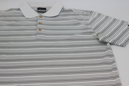 Nike White/Black Striped Polo-Shirt (M) - Generation Mulligan