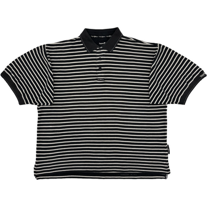 TaylorMade Black/White Striped Polo-Shirt (L)