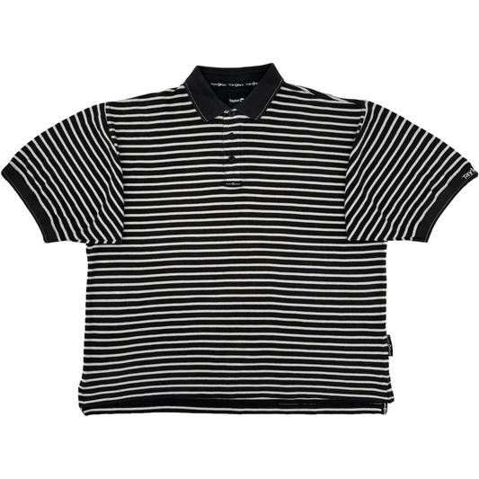 TaylorMade Black/White Striped Polo-Shirt (L)