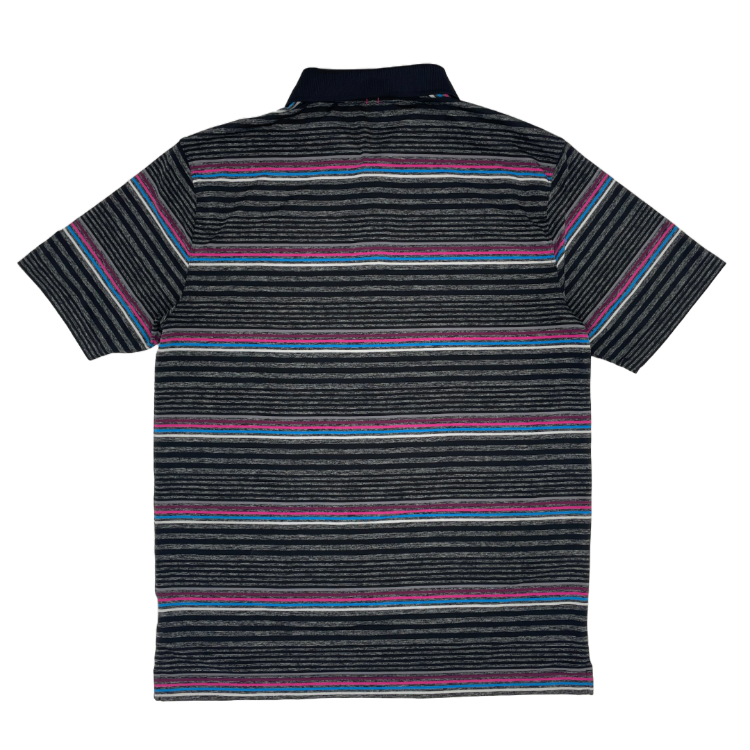 Nike Black/Pink/Blue Stiped Polo-Shirt (M) - Generation Mulligan