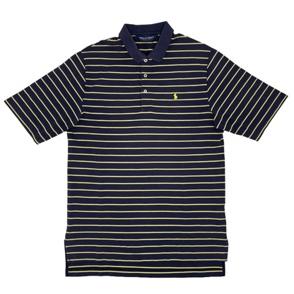 Polo Ralph Lauren Navy/Yellow Striped Polo-Shirt (M) - Generation Mulligan