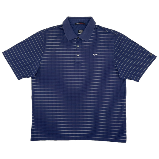 Nike Tiger Woods Blue Striped Polo-Shirt (L)