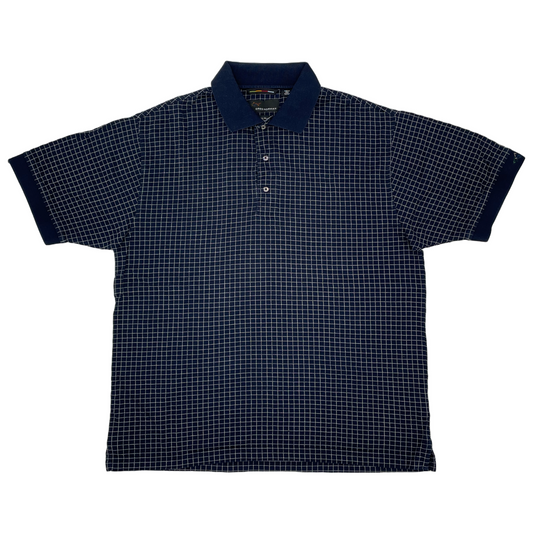 Greg Norman Navy/White Chequered Polo-Shirt (M)