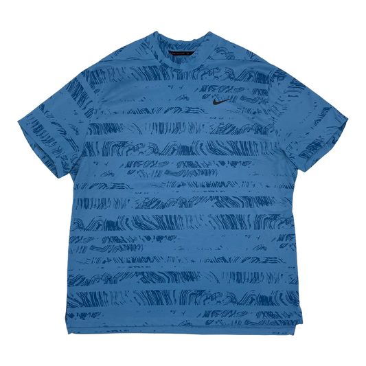 Nike Tiger Woods Blue Patterned Mock Neck Golf Shirt (XL)