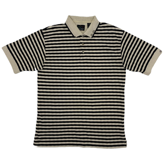 Greg Norman Beige/Black Striped Polo-Shirt (M)