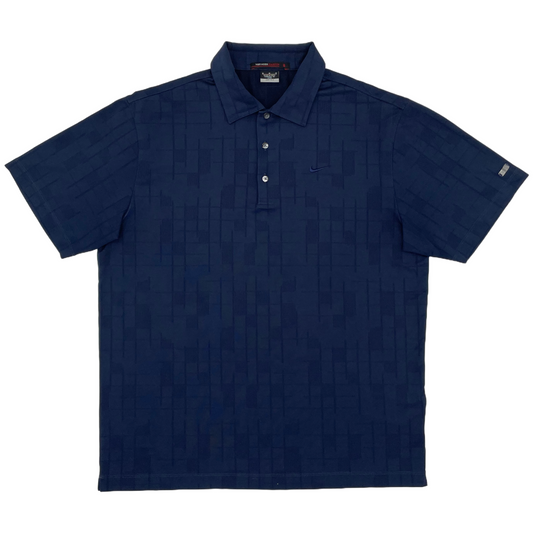 Nike Tiger Woods Navy Patterned Polo-Shirt (M)