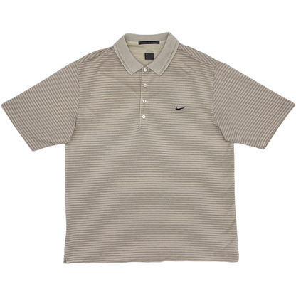 Nike Tiger Woods White/Yellow Striped Polo-Shirt (L)