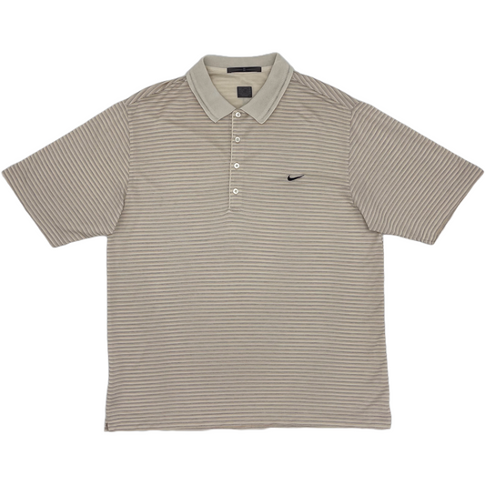 Nike Tiger Woods White/Yellow Striped Polo-Shirt (L)
